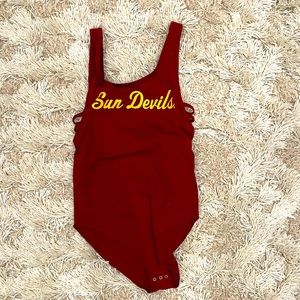 PINK Victorias Secret Collegiate Arizona State Side Strap Bodysuit Size Small